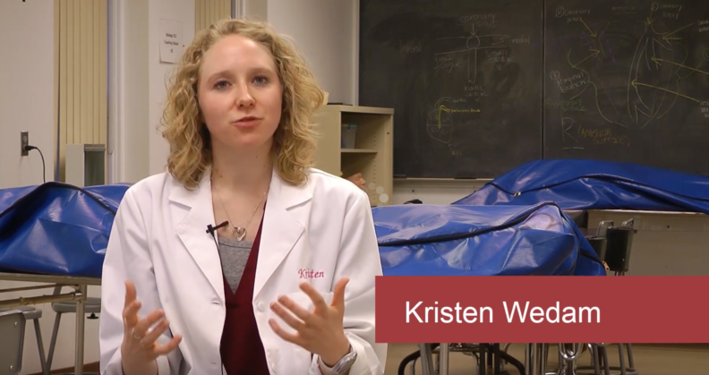 This is a screen shot from a YouTube video featuring WSU Pullman anatomy teaching assistants.